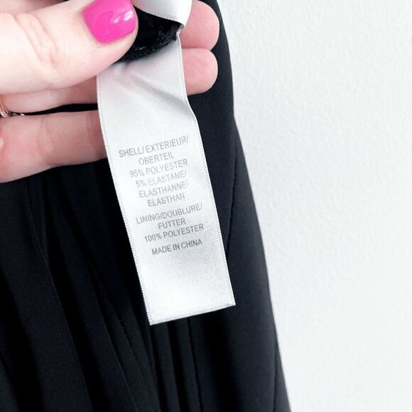 Adriana Papell Women's Black Lace Inset Trim Shutter Pleat Sheath Dress Size 10 - Picture 4 of 7